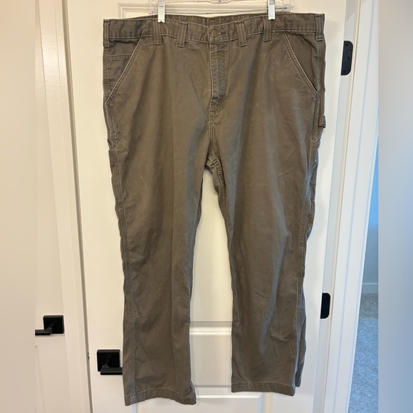 CARHARTT Relaxed Straight Twill Dungaree Work Pants B234 Brown Men’s Size 44x30 - Picture 1 of 8